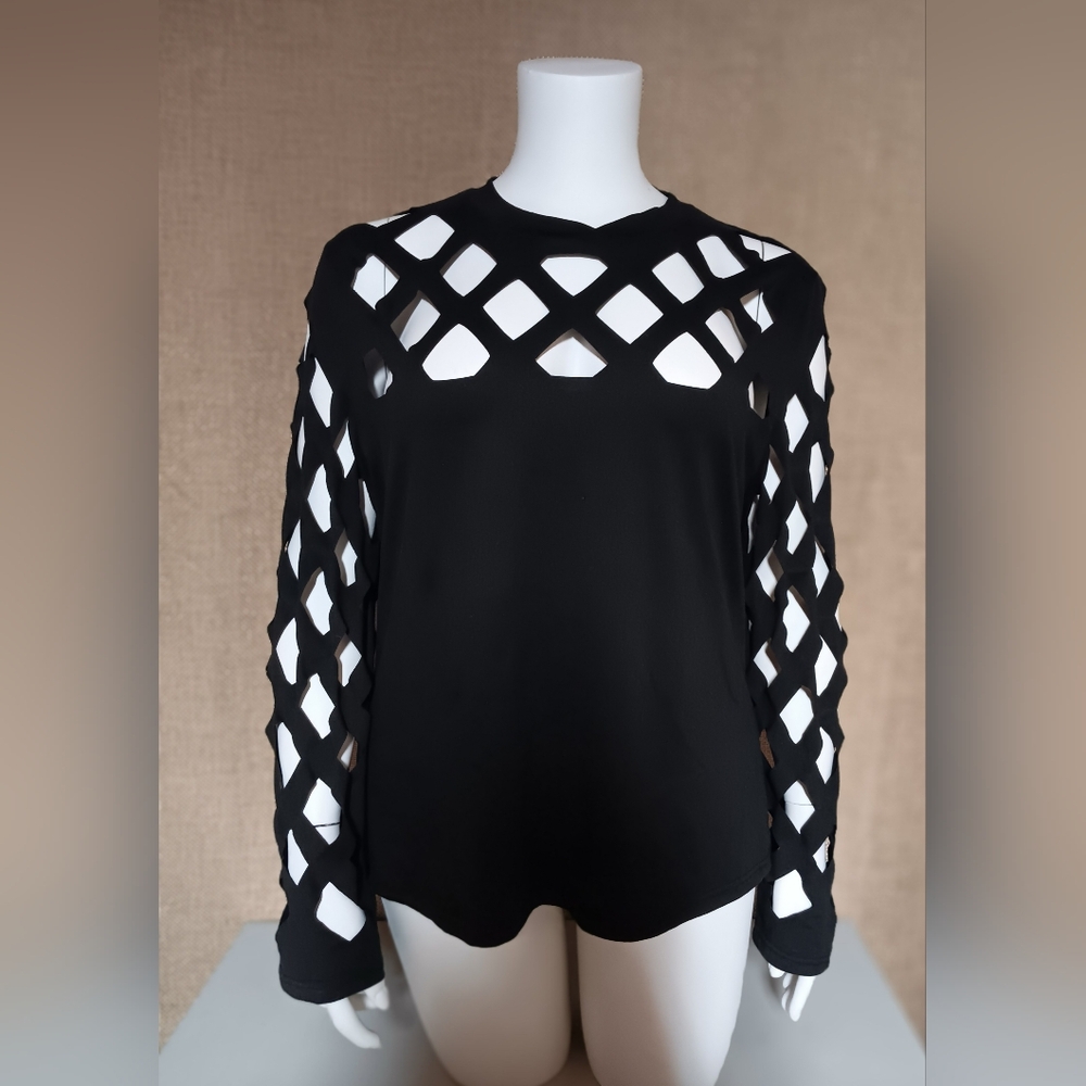 Black Cut-Out Design Women's Top